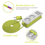 Fita de alimentação 1/2 ficha EU 4 portas USB 1200W 250V cabo de 1,5m tomada de parede portátil múltipla, tomadas ficha EU