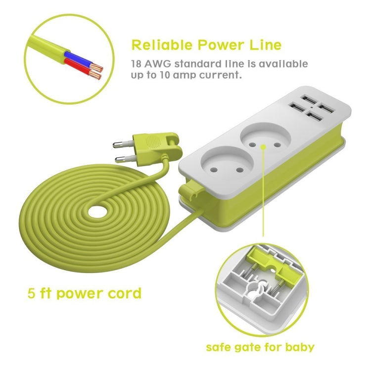 Fita de alimentação 1/2 ficha EU 4 portas USB 1200W 250V cabo de 1,5m tomada de parede portátil múltipla, tomadas ficha EU