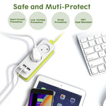 Fita de alimentação 1/2 ficha EU 4 portas USB 1200W 250V cabo de 1,5m tomada de parede portátil múltipla, tomadas ficha EU