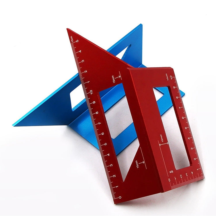 Gabarito de Marcação em T para Carpintaria Multi-Funções Quadrado em Liga de Alumínio, Azul Escuro, Vermelho