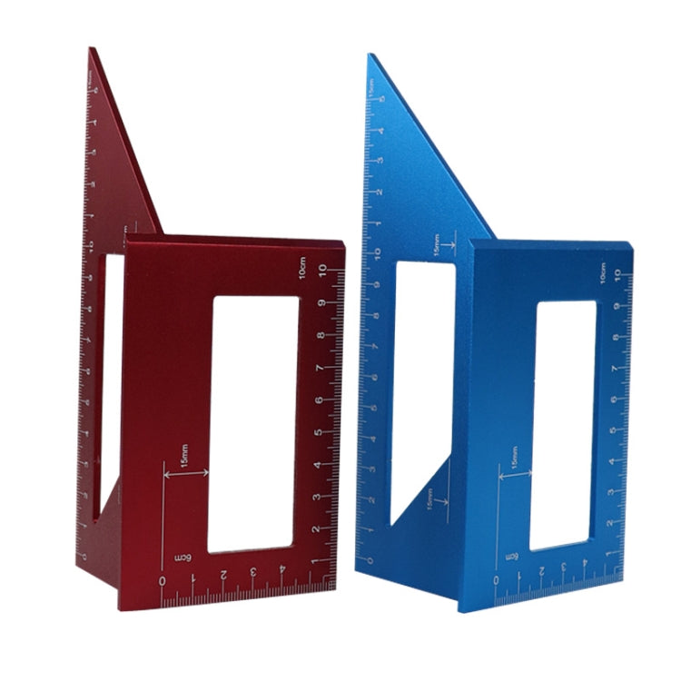 Gabarito de Marcação em T para Carpintaria Multi-Funções Quadrado em Liga de Alumínio, Azul Escuro, Vermelho