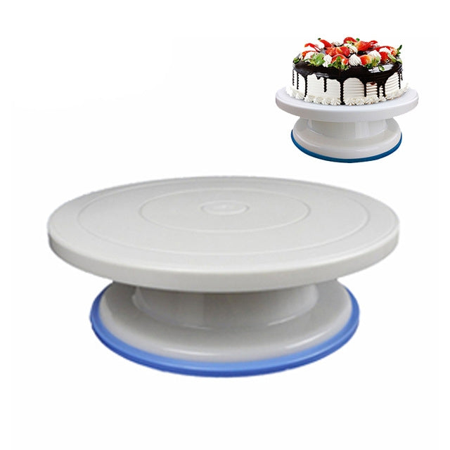 Ferramentas para Cozedura Espátula de Plástico com Borda Antiderrapante, Prato Giratório para Decorar Bolos