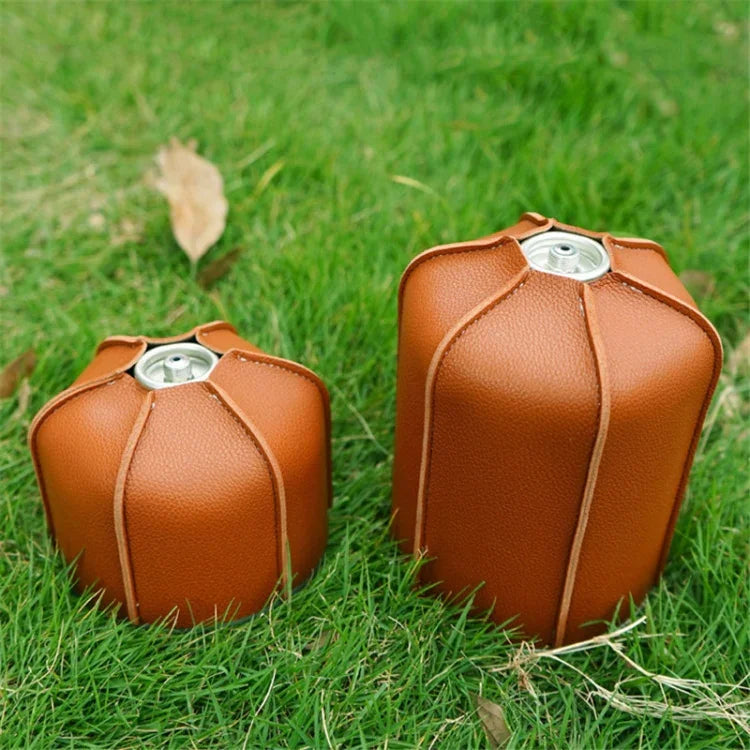 Estojo de Couro para Botija de Gás Plana para Camping ao Ar Livre, Tampa Protetora de PU para Botija de Gás de 230g, para Botija de Gás de 450g