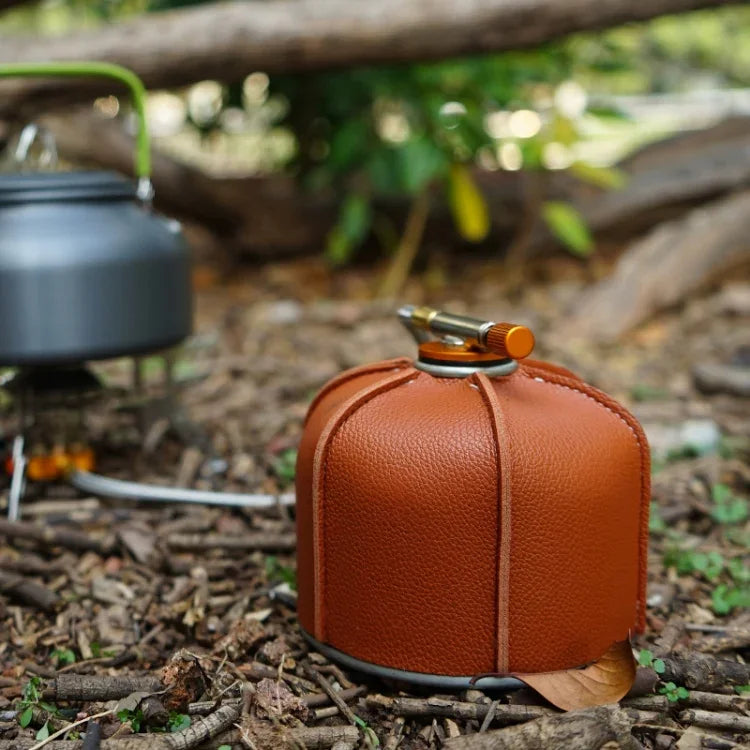 Estojo de Couro para Botija de Gás Plana para Camping ao Ar Livre, Tampa Protetora de PU para Botija de Gás de 230g, para Botija de Gás de 450g