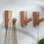 Solid Wood Punch-Free Entrance Behind The Door On The Wall Sticky Hook Clothes Hook Beech Wood, Black Walnut