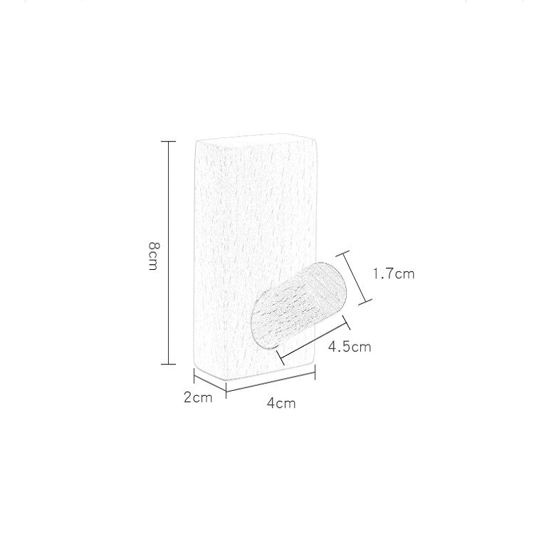 Solid Wood Punch-Free Entrance Behind The Door On The Wall Sticky Hook Clothes Hook Beech Wood, Black Walnut