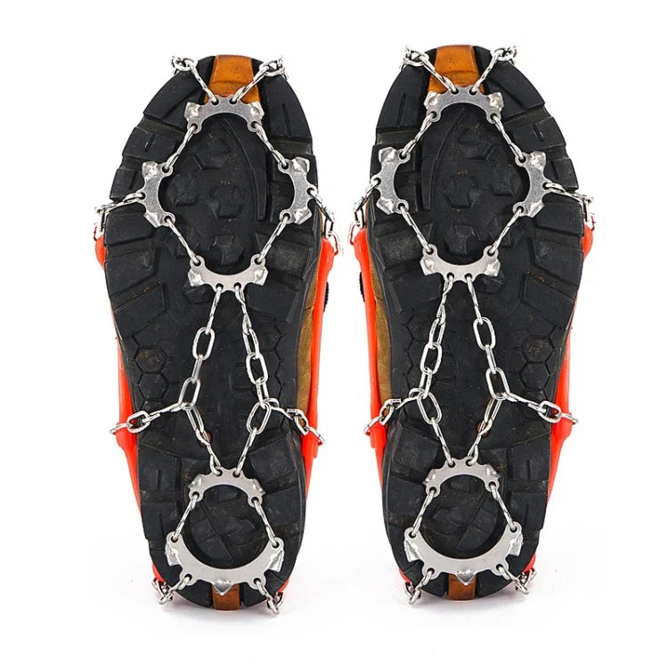 Crampons de Montanhismo em Aço Inoxidável com 13 Dentes para Campismo ao Ar Livre, Capas de Sapato Antiderrapantes, Tamanho:, 13 Dentes M (Laranja)