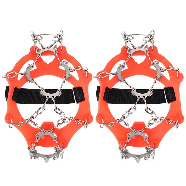 Crampons de Montanhismo em Aço Inoxidável com 13 Dentes para Campismo ao Ar Livre, Capas de Sapato Antiderrapantes, Tamanho:, 13 Dentes M (Laranja)