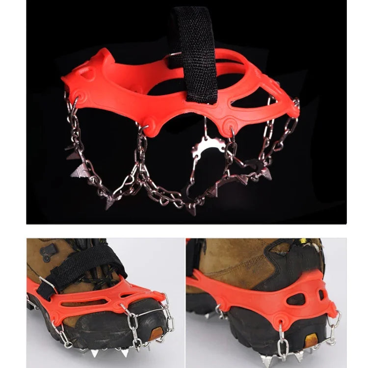 Crampons de Montanhismo em Aço Inoxidável com 13 Dentes para Campismo ao Ar Livre, Capas de Sapato Antiderrapantes, Tamanho:, 13 Dentes M (Laranja)