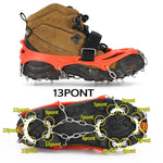 Crampons de Montanhismo em Aço Inoxidável com 13 Dentes para Campismo ao Ar Livre, Capas de Sapato Antiderrapantes, Tamanho:, 13 Dentes M (Laranja)