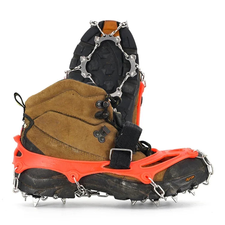 Crampons de Montanhismo em Aço Inoxidável com 13 Dentes para Campismo ao Ar Livre, Capas de Sapato Antiderrapantes, Tamanho:, 13 Dentes M (Laranja)
