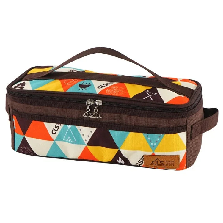 Bolsa de Armazenamento para Utensílios de Cozinha de Camping ao Ar Livre CLS, Bolsa para Talheres de Churrasco, Bolsa de Viagem Portátil para Artigos de Higiene, Castanha, Risca, Cor