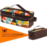Bolsa de Armazenamento para Utensílios de Cozinha de Camping ao Ar Livre CLS, Bolsa para Talheres de Churrasco, Bolsa de Viagem Portátil para Artigos de Higiene, Castanha, Risca, Cor