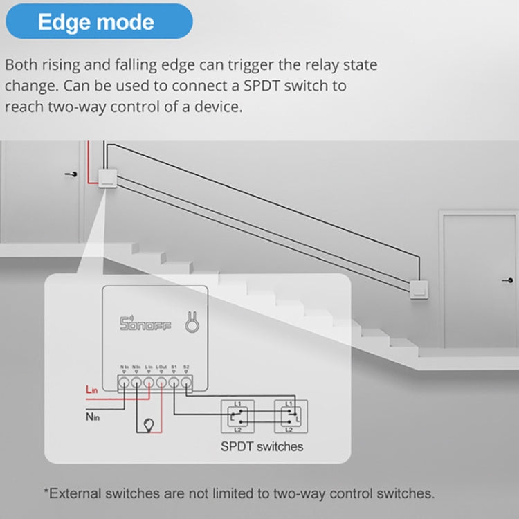 Interruptor Inteligente WIFI Sonoff MINIR2 de Controlo Duplo Peças Pequenas para Modificação DIY