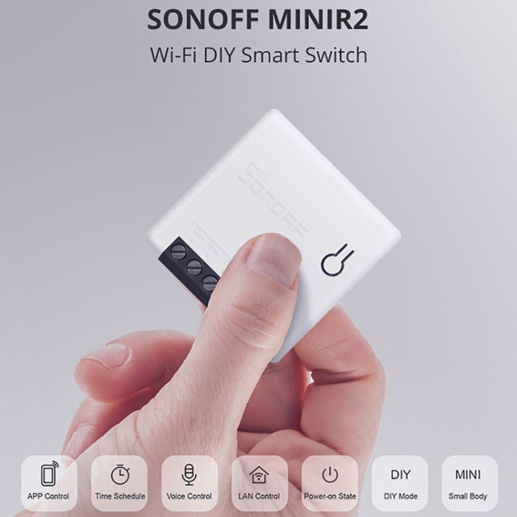 Interruptor Inteligente WIFI Sonoff MINIR2 de Controlo Duplo Peças Pequenas para Modificação DIY
