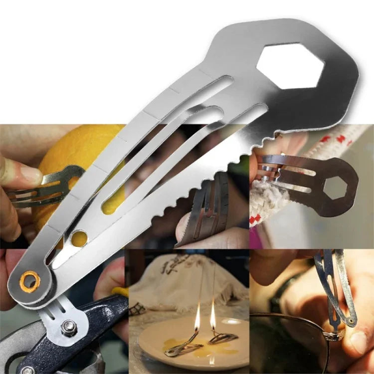 2 Peças de Ferramenta Multifuncional 8 em 1 para Defesa Pessoal e Primeiros Socorros ao Ar Livre, 2 Peças 8 em 1 (Preto), 2 Peças 8 em 1 (Prateado)