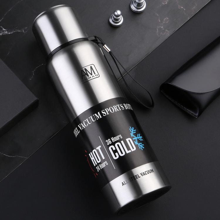 Caneca Isolada em Aço Inoxidável 304 Grande Capacidade Copo de Água Desportiva para Viagem ao Ar Livre, 500ml, 750ml, 1000ml, 1500ml