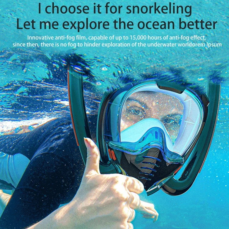 Máscara de Mergulho com Tubo Duplo de Silicone Máscara de Mergulho Completa à Prova de Água para Snorkeling, S/M, L/XL