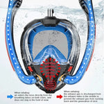 Máscara de Mergulho com Tubo Duplo de Silicone Máscara de Mergulho Completa à Prova de Água para Snorkeling, S/M, L/XL