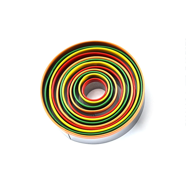 Conjunto de Corte de Bolachas em Aço Inoxidável 12 em 1 Molde Redondo para Fondant e Bolos, Molde Colorido (12 em 1)