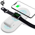 Carregador Sem Fios Multi-funções 3 em 1 10W KT-W50A8 com Suporte para iPhones / iWatch / AirPods