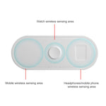 Carregador Sem Fios Multi-funções 3 em 1 10W KT-W50A8 com Suporte para iPhones / iWatch / AirPods