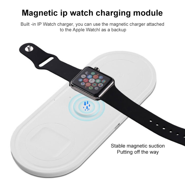 Carregador Sem Fios Multi-funções 3 em 1 10W KT-W50A8 com Suporte para iPhones / iWatch / AirPods