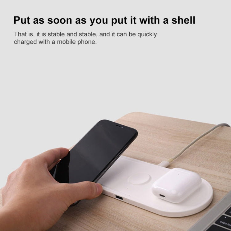 Carregador Sem Fios Multi-funções 3 em 1 10W KT-W50A8 com Suporte para iPhones / iWatch / AirPods