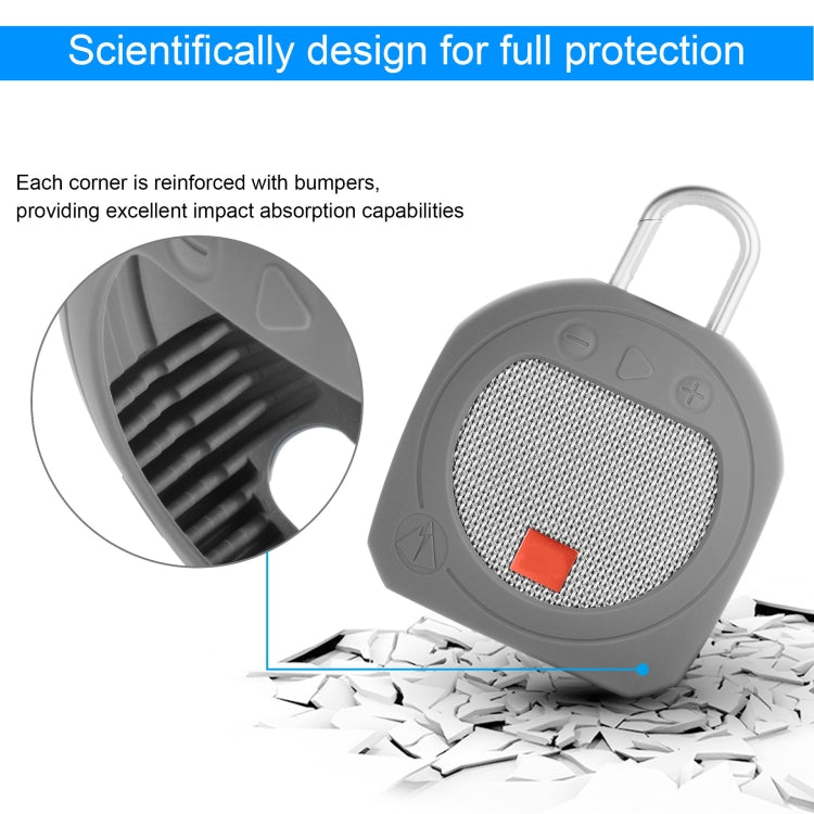 Capa Protetora de Silicone para Altifalante Bluetooth Capa de Armazenamento Anti-Queda para JBL Clip 3, Rosa, Preto, Cinzento Médio, Cinzento Escuro Azul, Turquesa