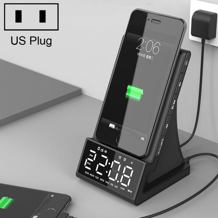 Altifalante Bluetooth Multifuncional X7 com Carregamento Sem Fios, Despertador, Rádio e Controlo Remoto, Ficha US, Ficha UK, Ficha EU