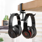 Suporte Duplo Universal em Metal para Auscultadores, Suporte de Mesa com Clipe de Fecho, Prateleira de Exposição para Auscultadores, Preto, Prateado