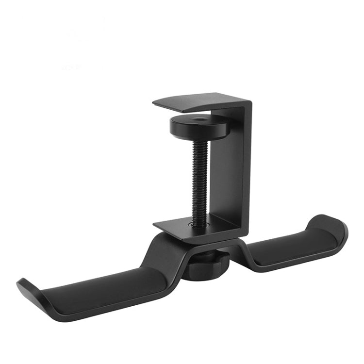 Suporte Duplo Universal em Metal para Auscultadores, Suporte de Mesa com Clipe de Fecho, Prateleira de Exposição para Auscultadores, Preto, Prateado