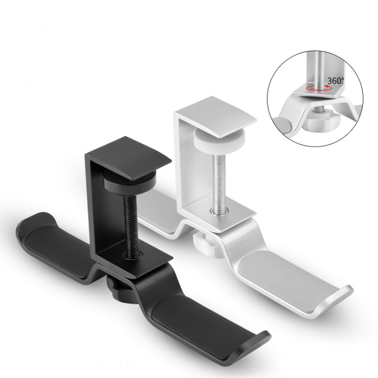 Suporte Duplo Universal em Metal para Auscultadores, Suporte de Mesa com Clipe de Fecho, Prateleira de Exposição para Auscultadores, Preto, Prateado