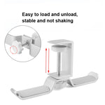 Suporte Duplo Universal em Metal para Auscultadores, Suporte de Mesa com Clipe de Fecho, Prateleira de Exposição para Auscultadores, Preto, Prateado