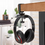 Suporte Duplo Universal em Metal para Auscultadores, Suporte de Mesa com Clipe de Fecho, Prateleira de Exposição para Auscultadores, Preto, Prateado