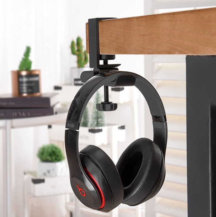 Suporte Duplo Universal em Metal para Auscultadores, Suporte de Mesa com Clipe de Fecho, Prateleira de Exposição para Auscultadores, Preto, Prateado