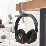 Suporte Duplo Universal em Metal para Auscultadores, Suporte de Mesa com Clipe de Fecho, Prateleira de Exposição para Auscultadores, Preto, Prateado