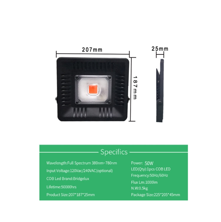 Luz LED Ultra-fina para Plantas, Luz de Crescimento COB de Espectro Completo, Luz de Preenchimento para Estufa de Vegetais, Frutas e Flores sem Plugue, 50W, 100W, 150W