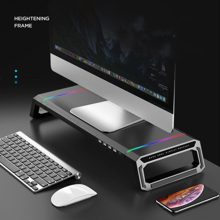 Suporte dobrável para portátil ICE COOREL T1 com iluminação RGB e 4 interfaces USB de expansão, suporte aumentado para monitor