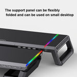Suporte dobrável para portátil ICE COOREL T1 com iluminação RGB e 4 interfaces USB de expansão, suporte aumentado para monitor