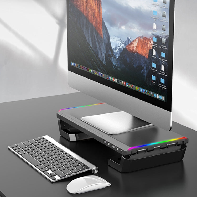 Suporte dobrável para portátil ICE COOREL T1 com iluminação RGB e 4 interfaces USB de expansão, suporte aumentado para monitor