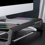 Suporte dobrável para portátil ICE COOREL T1 com iluminação RGB e 4 interfaces USB de expansão, suporte aumentado para monitor