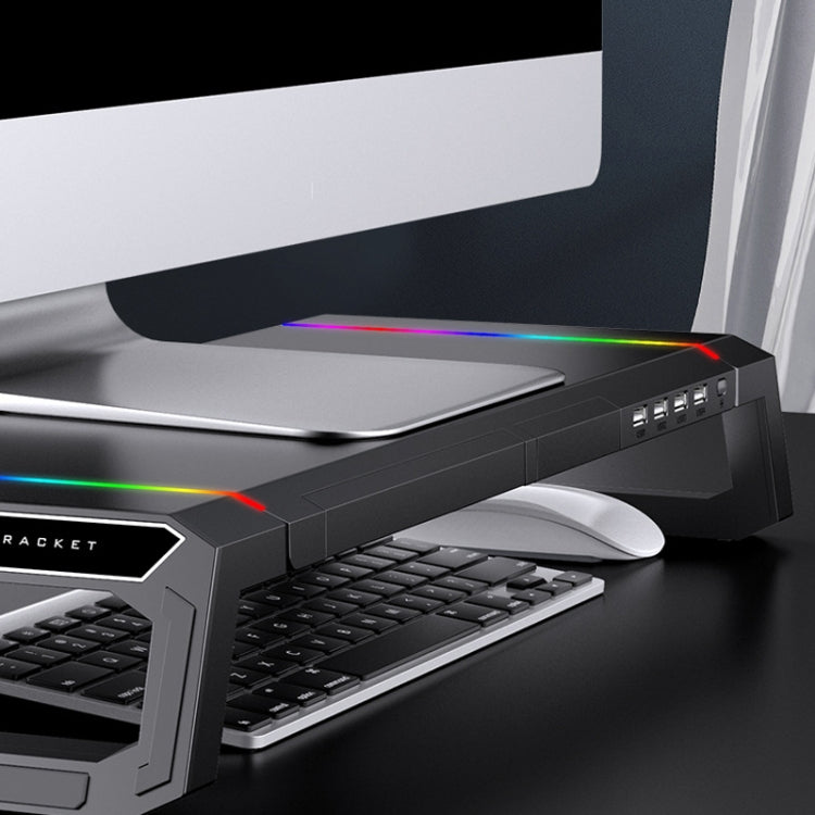 Suporte dobrável para portátil ICE COOREL T1 com iluminação RGB e 4 interfaces USB de expansão, suporte aumentado para monitor
