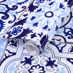 Autocolantes de Azulejo Anti-Fumo para Cozinha, Papel de Parede para Fogão, Flores em Flor, Porcelana Azul e Branca, Videira Roxa