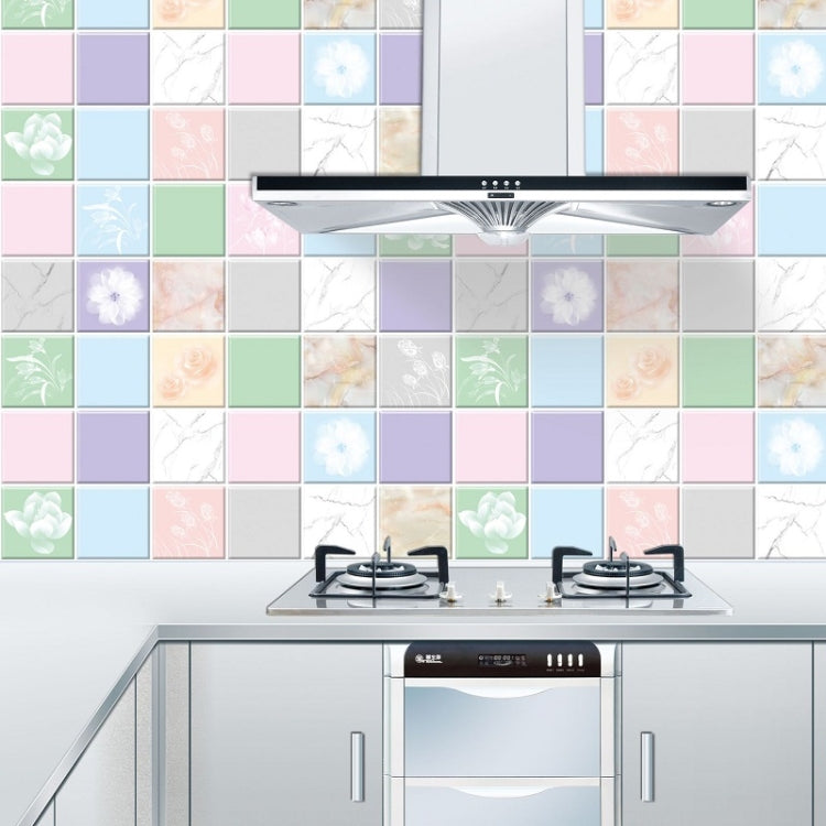Autocolantes de Azulejo Anti-Fumo para Cozinha, Papel de Parede para Fogão, Flores em Flor, Porcelana Azul e Branca, Videira Roxa