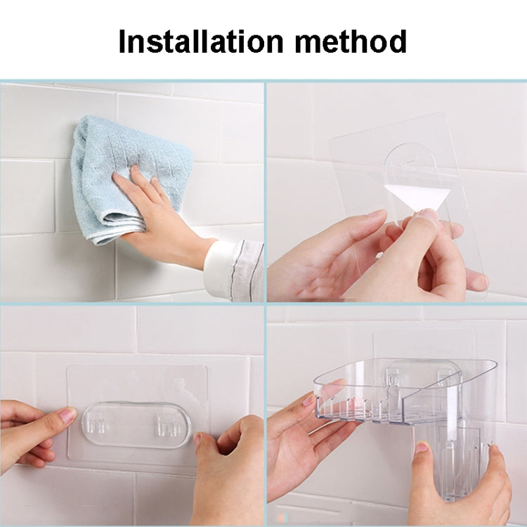 Caixa de Armazenamento Transparente para Produtos de Higiene e Maquilhagem com Autocolante Mágico, Estilo Raso