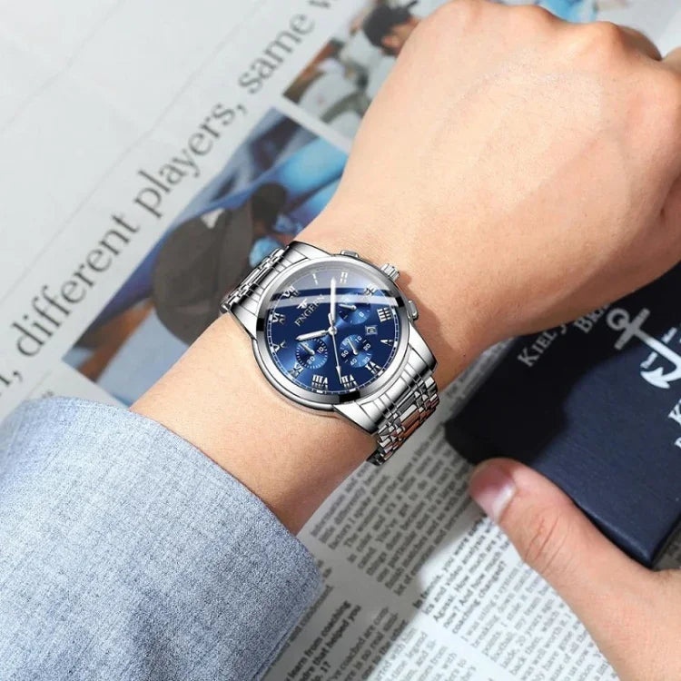 FNGEEN 4006 Men Automatic Mechanical Watch Waterproof Quartz Watch, Gold Blue Surface, Gold Black Surface, Gold White Surface, White Steel White Surface, White Steel Black Surface, White Steel Blue Surface, Black Steel Black Surface