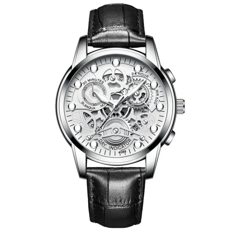 FNGEEN 4088 Men Hollow Quartz Watch Student Waterproof Luminous Watch, Full Gold Gold Surface, Full Gold Black Surface, Black Steel Black Surface White Nails, Black Steel Black Surface Gold Nails, Gold And Gold Surface, Gold Black Surface              ...