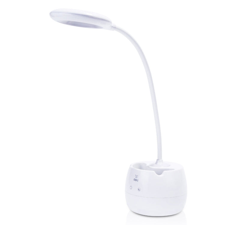 Lâmpada de Secretária Deli 4326 com Anel Ajustável de Três Velocidades e Carregamento USB com Suporte para Canetas
