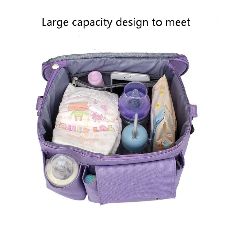 Saco multifuncional para pendurar no carrinho, saco para biberão e garrafa de água, roxo, cinzento claro, verde